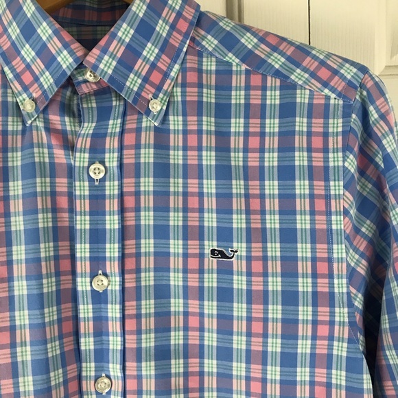 Vineyard Vines Slim Fit Whale Shirt Plaid Blue XS - Picture 3 of 6